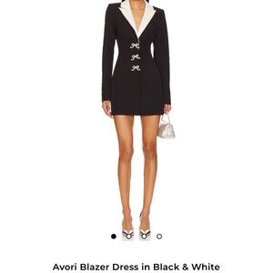 MAJORELLE Avori Black & White Blazer Dress Revolve Missing Bows